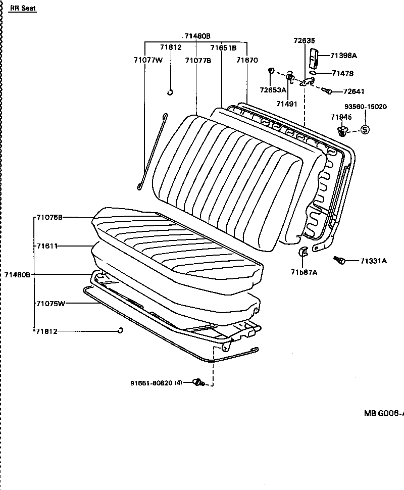 71015-89104 FRAME SUB-ASSY, REAR SEAT CUSHION, RH product image
