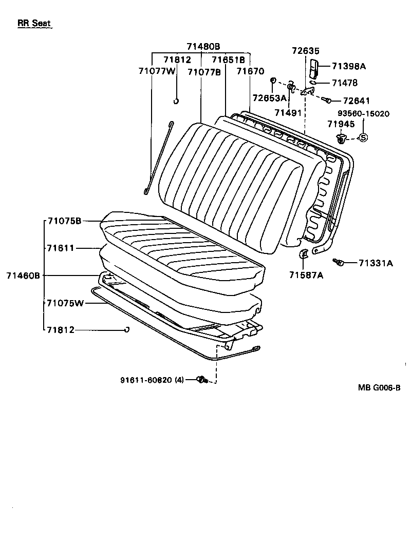 71511-89129 PAD, FRONT SEAT CUSHION, RH(FOR SEPARATE TYPE) product image