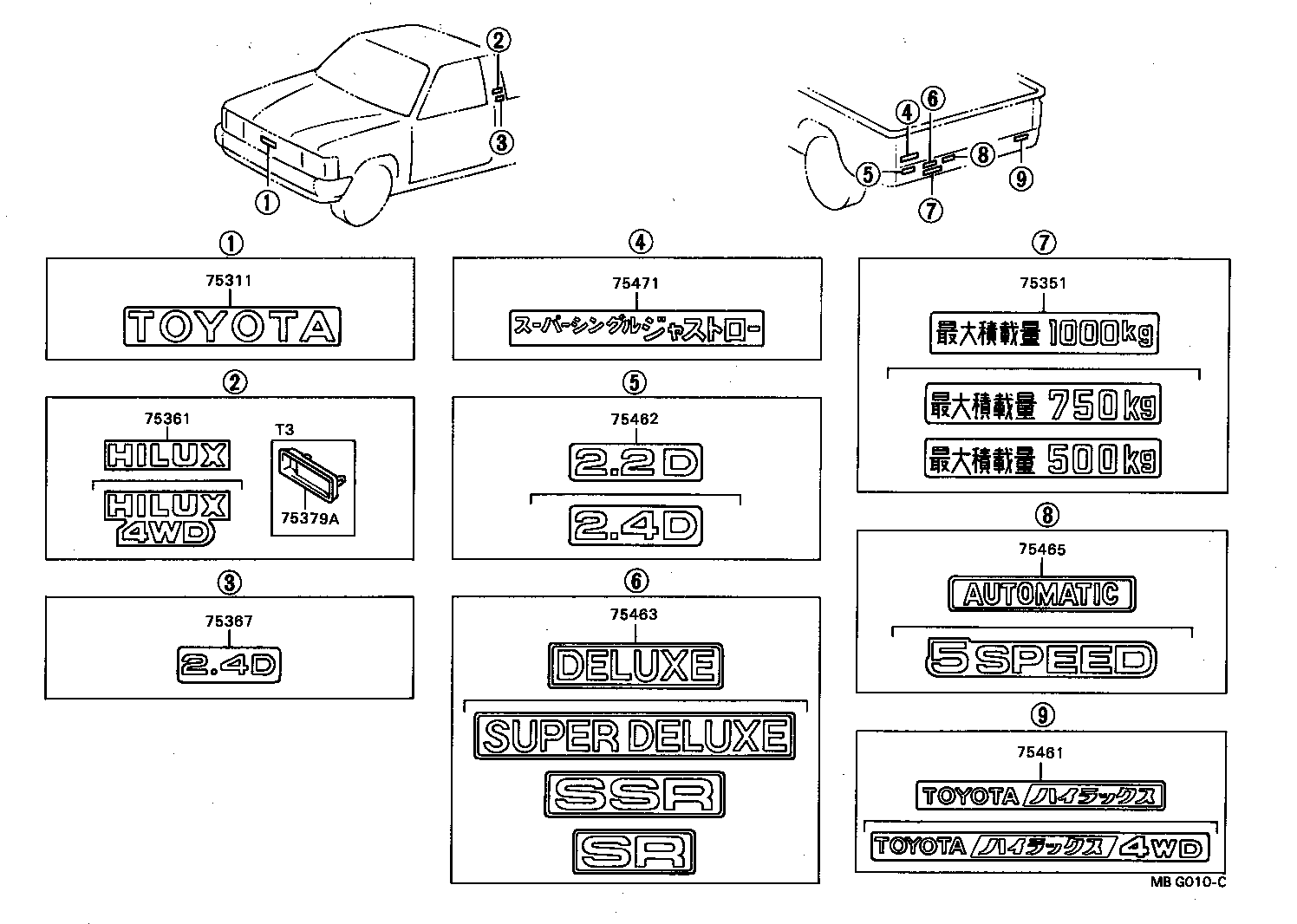 75475-95A00 PLATE, REAR BODY NAME, NO.1(MODEL MARK) product image
