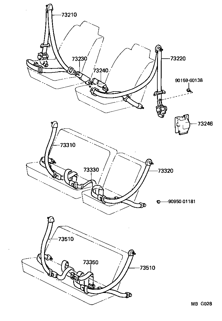 72803-95701 BELT ASSY, FRONT SEAT INNER, RH product image
