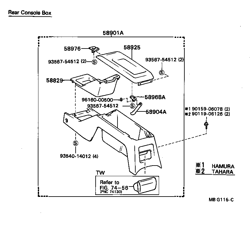 58901-89102-04 BOX SUB-ASSY, CONSOLE, REAR product image