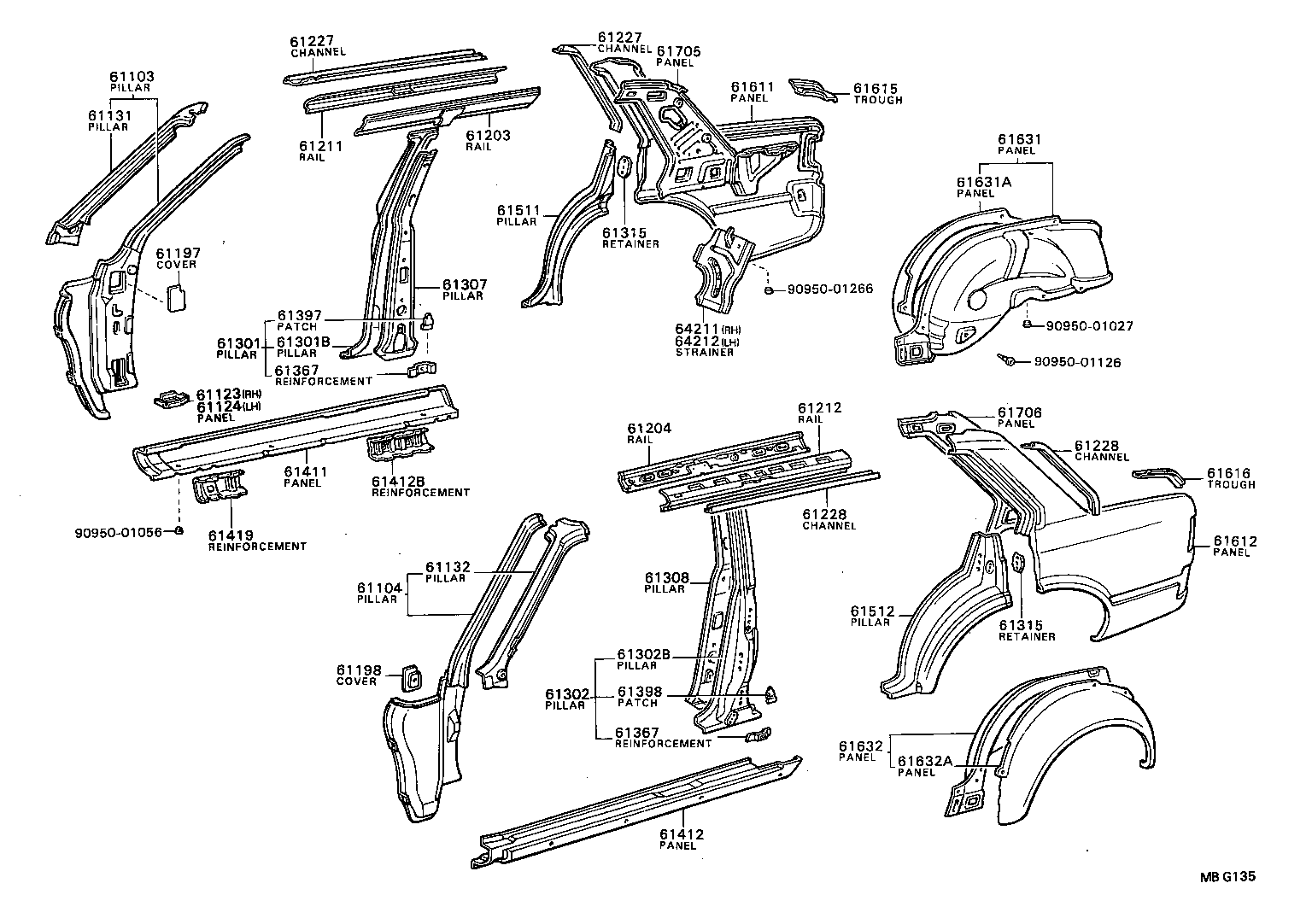 61202-95500 RAIL SUB-ASSY, ROOF SIDE, LH product image