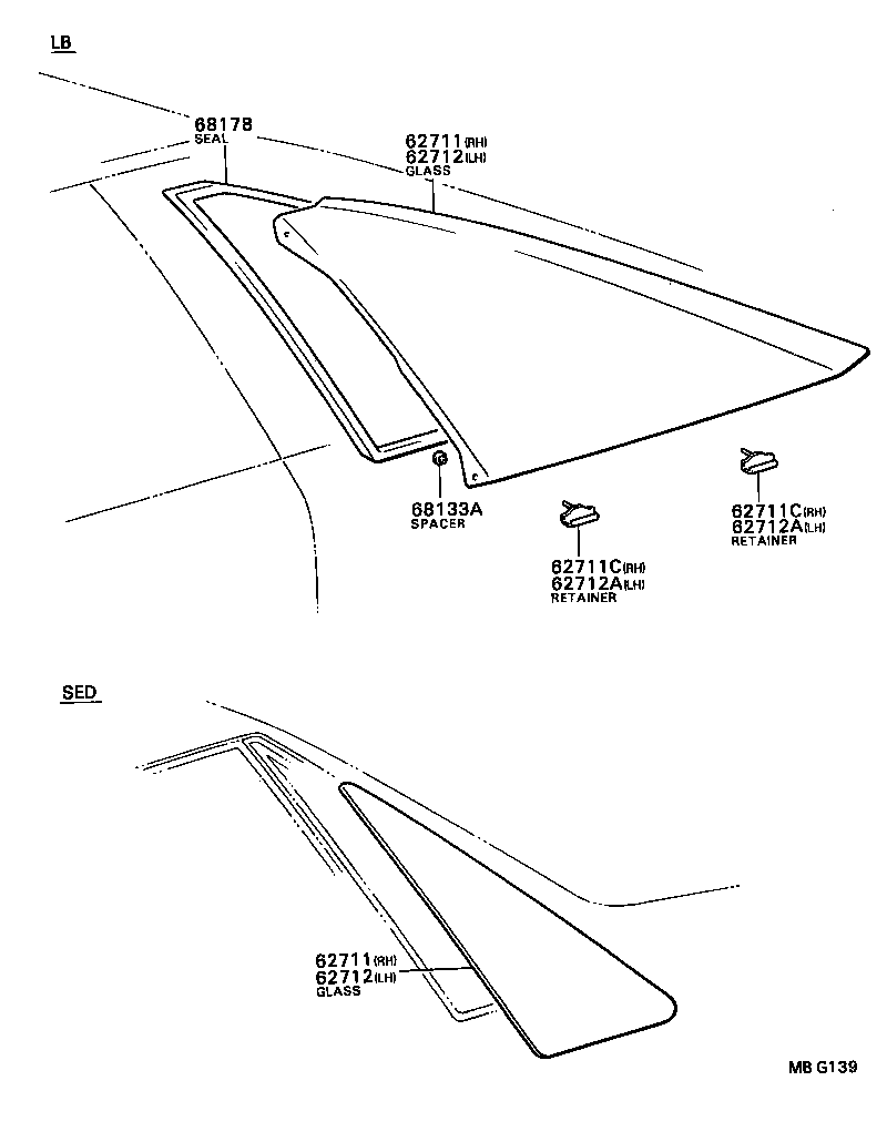 62712-20060 GLASS, QUARTER WINDOW, LH product image