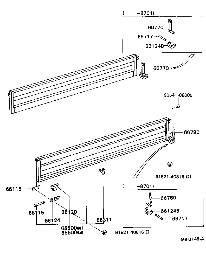 65506-89102 POST ASSY, SIDE PANEL REAR END, LH product image