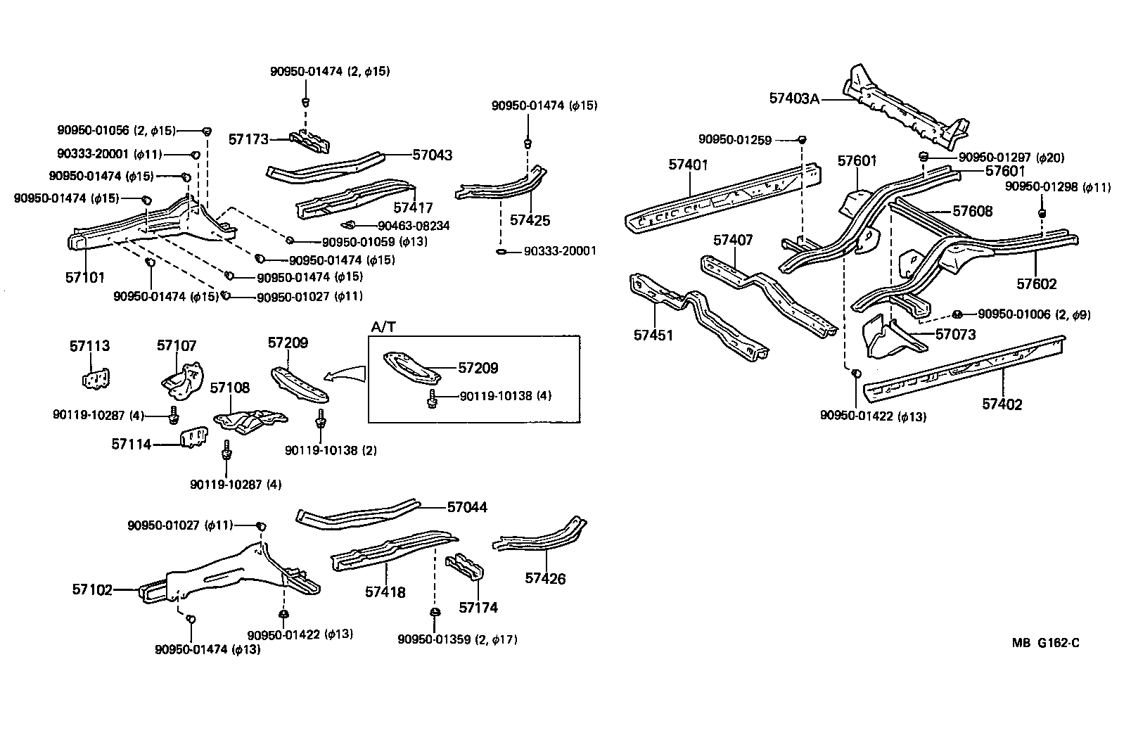 Toyota 57016-12010 REINFORCEMENT SUB-ASSY, FRONT SIDE MEMBER, REAR RH