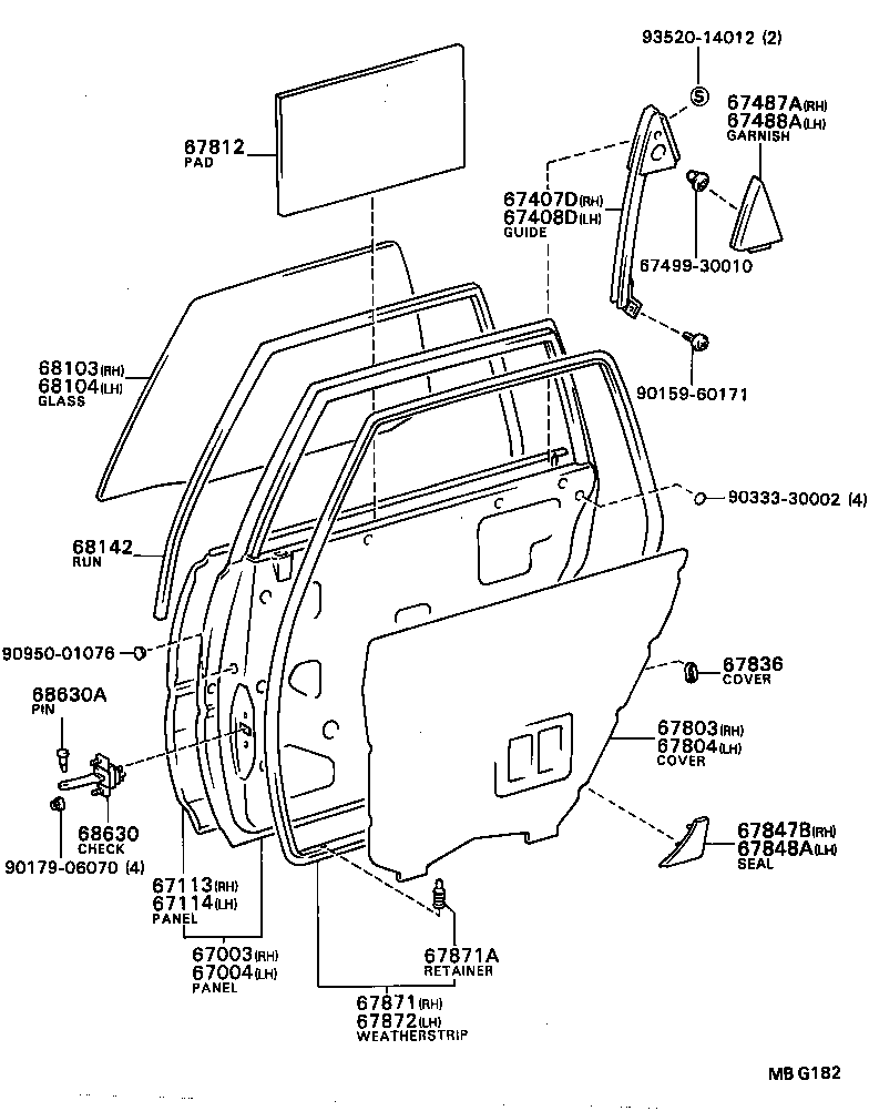 67003-32010 PANEL SUB-ASSY, REAR DOOR, RH product image