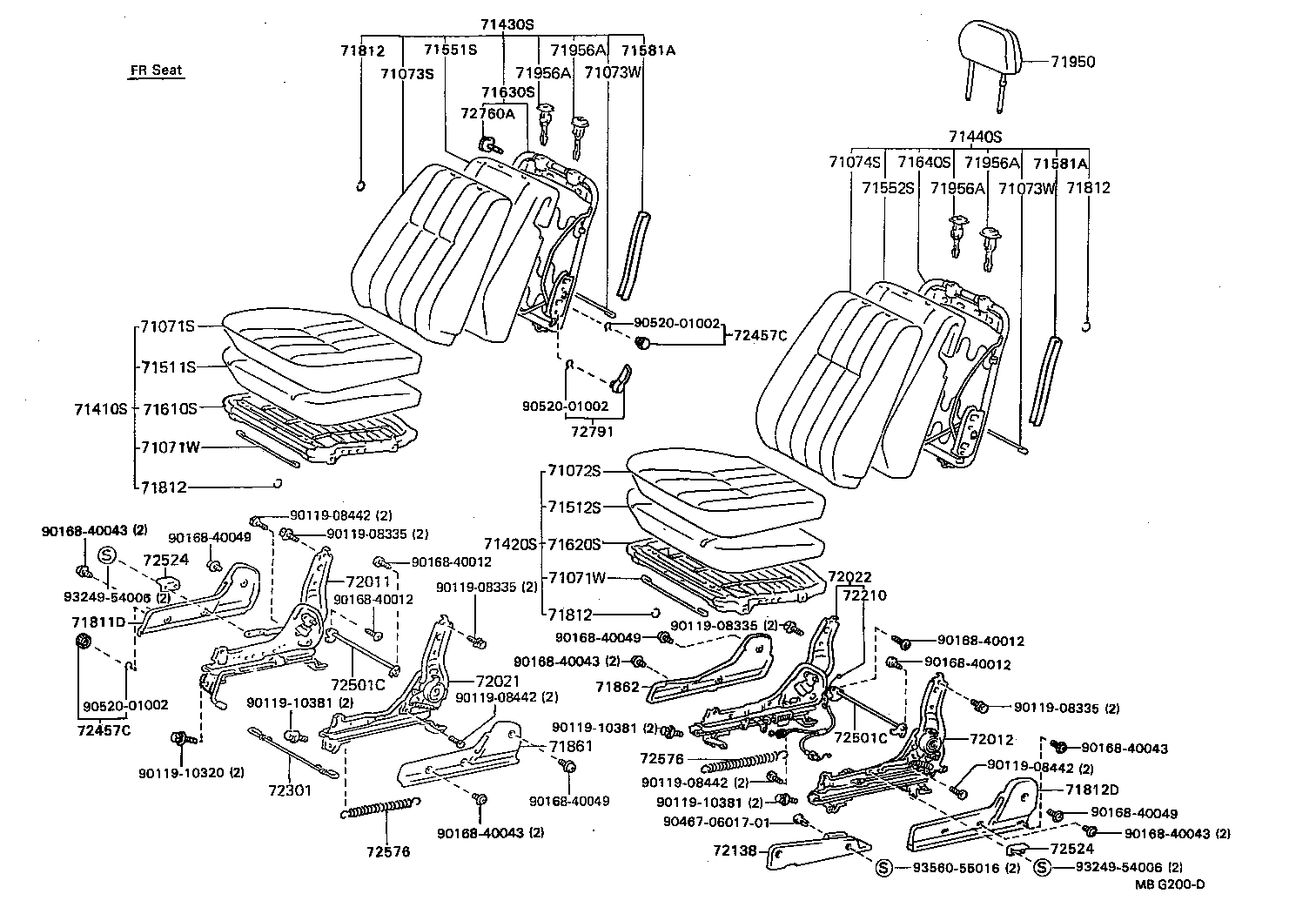 71015-89104 FRAME SUB-ASSY, REAR SEAT CUSHION, RH product image