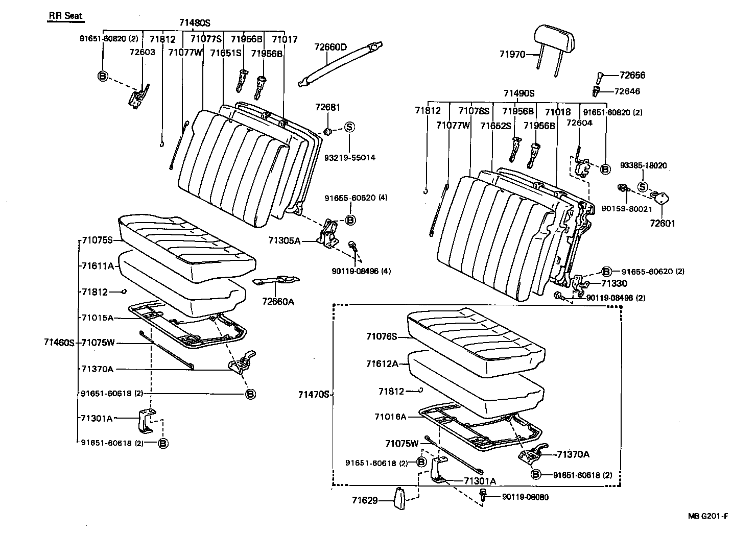 71015-89104 FRAME SUB-ASSY, REAR SEAT CUSHION, RH product image