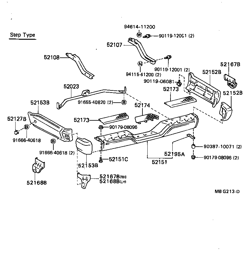 52152-89105 EXTENSION, REAR BUMPER, RH product image