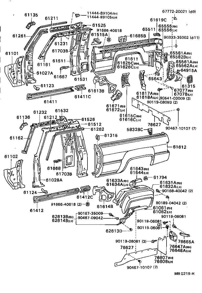 61102-89124 PANEL SUB-ASSY, COWL SIDE, LH product image