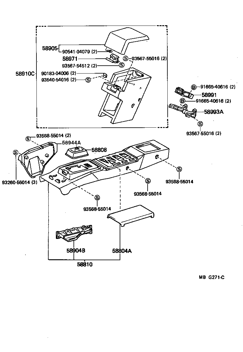 58910-19015-01 BOX ASSY, CONSOLE, REAR product image