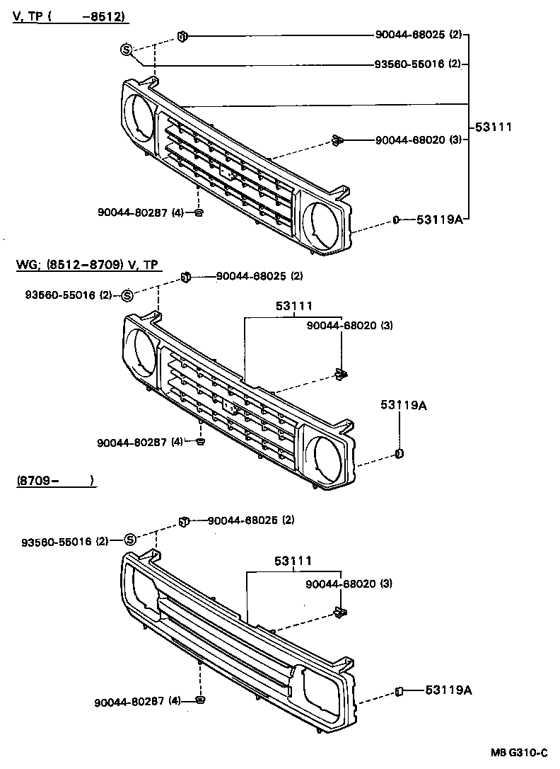 53111-87615 GRILLE, RADIATOR product image
