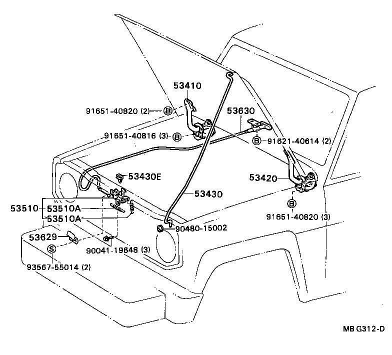 53630-87604 CABLE ASSY, HOOD LOCK CONTROL product image