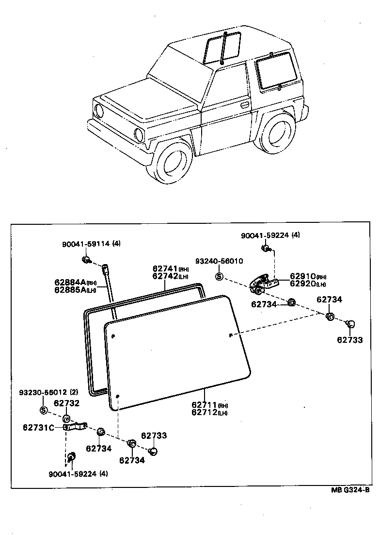 62712-87604 GLASS, QUARTER WINDOW, LH product image
