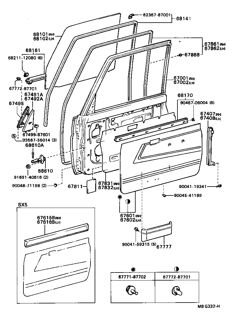 67401-87608 FRAME SUB-ASSY, FRONT DOOR, FRONT LOWER RH product image