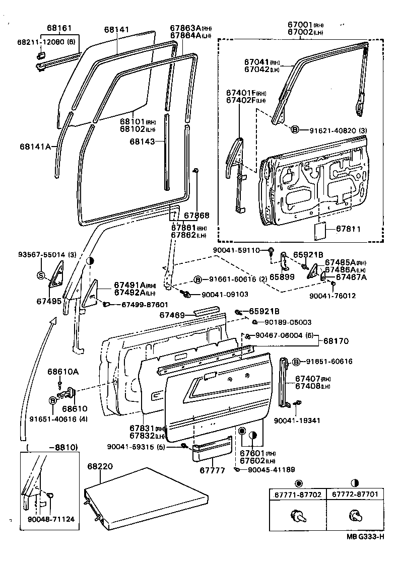 67401-87608 FRAME SUB-ASSY, FRONT DOOR, FRONT LOWER RH product image