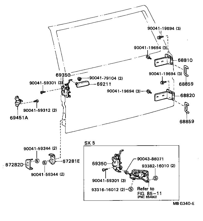 67281-87602 STOPPER, BACK DOOR DOWN MALE product image