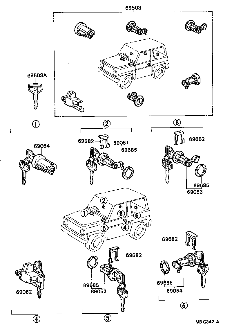 69005-87608 CYLINDER SET, LOCK product image