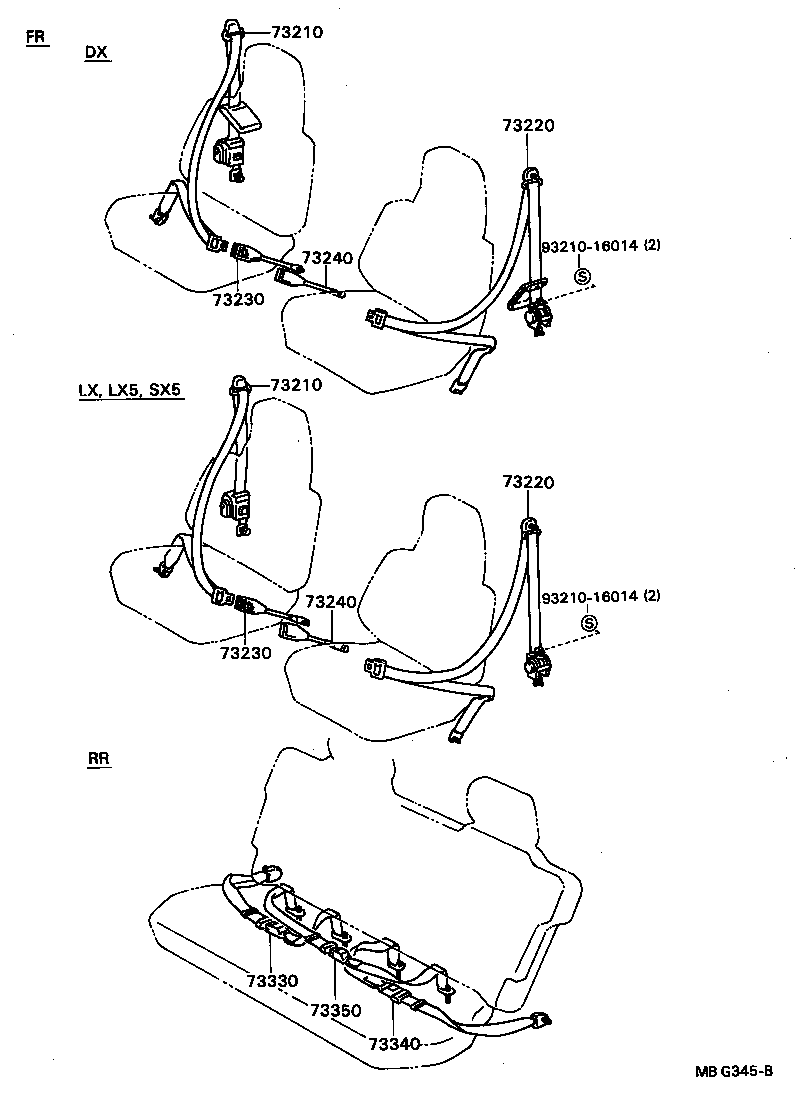 73230-87610 BELT ASSY, FRONT SEAT INNER, RH product image