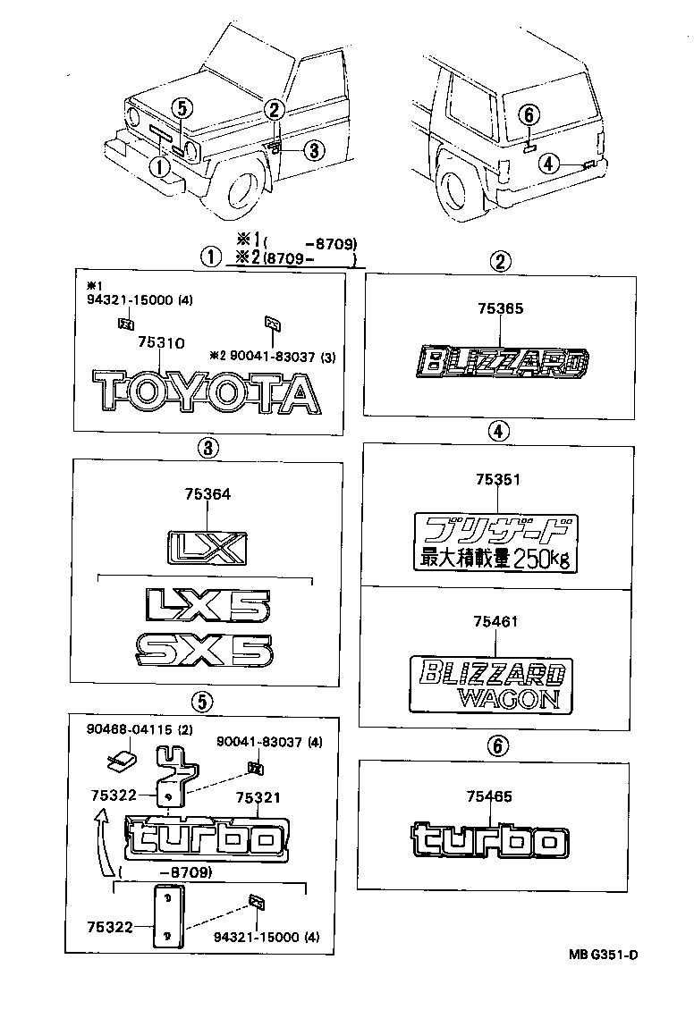 75441-90K02 EMBLEM, FRONT FENDER product image