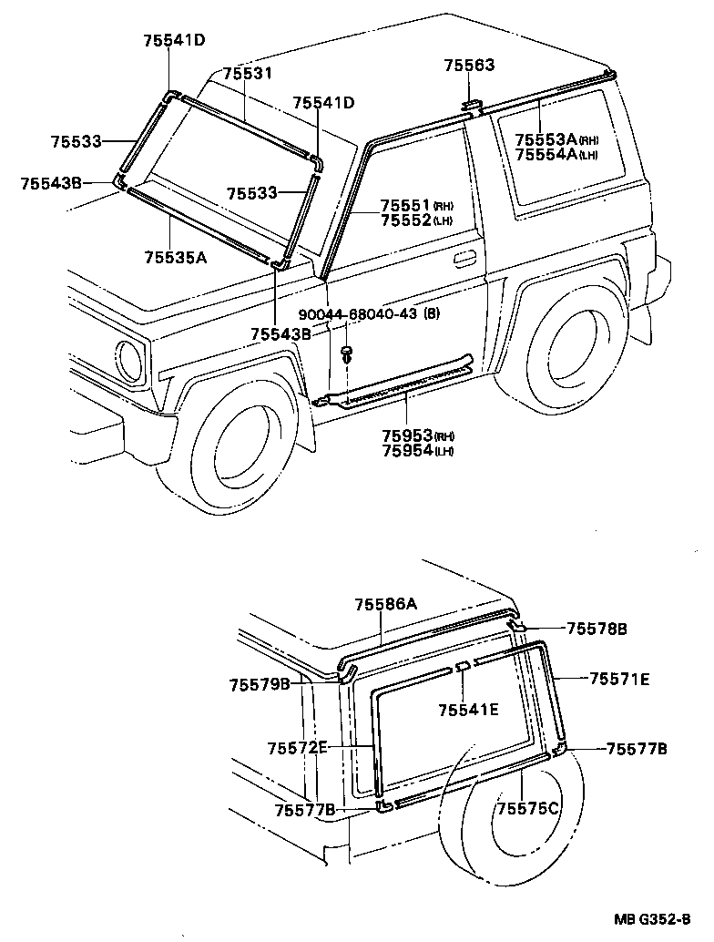 75552-87602 MOULDING, ROOF DRIP SIDE FINISH, LH product image