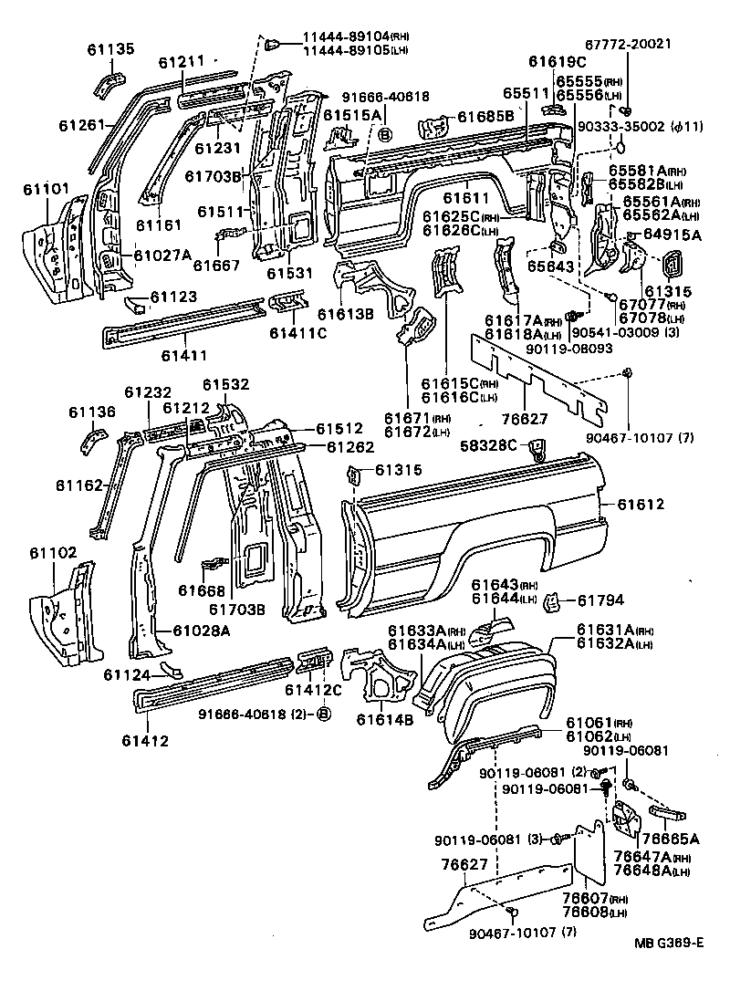 61532-89118 PANEL, BACK CORNER, INNER LH product image