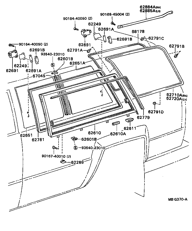 62884-89101 GUARD, QUARTER WINDOW, RH product image