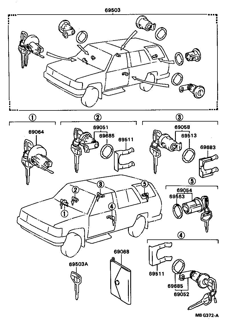 69005-89156 CYLINDER SET, LOCK product image