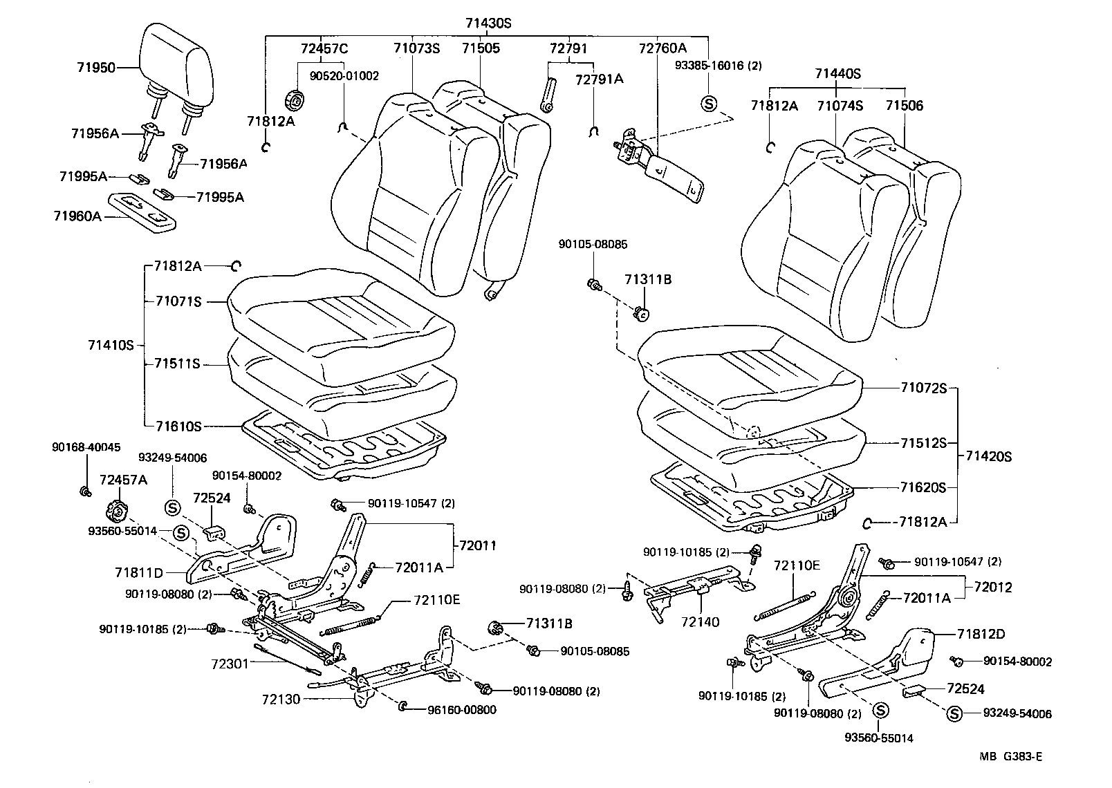 71430-17290 BACK ASSY, FRONT SEAT, RH(FOR SEPARATE TYPE) product image