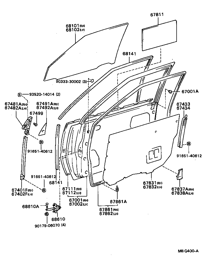 67401-32051 FRAME SUB-ASSY, FRONT DOOR, FRONT LOWER RH product image