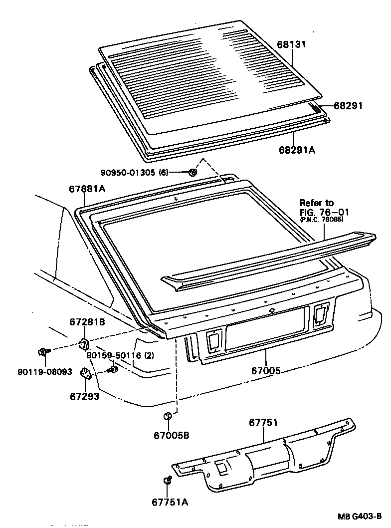 68131-32030 GLASS, BACK DOOR product image