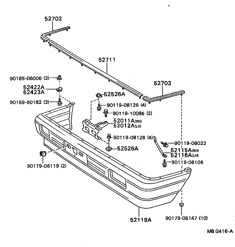 52422-32010 PAD, FRONT BUMPER, RH product image