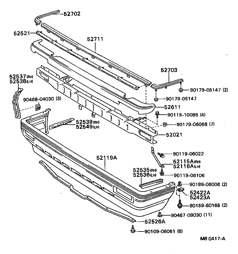 52422-32010 PAD, FRONT BUMPER, RH product image