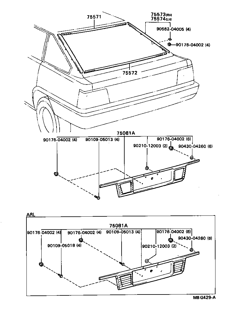 75575-32011 MOULDING, BACK WINDOW, LOWER product image