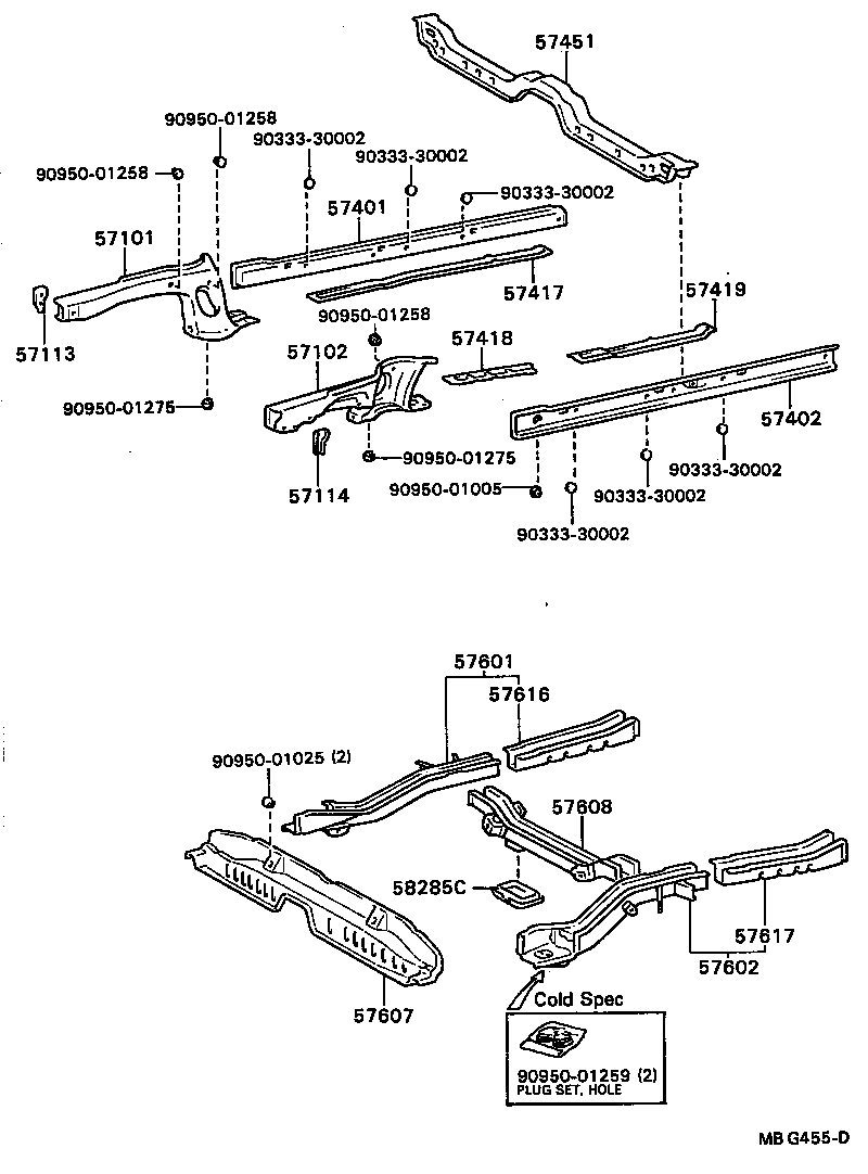 57101-20490 MEMBER SUB-ASSY, FRONT SIDE, RH product image