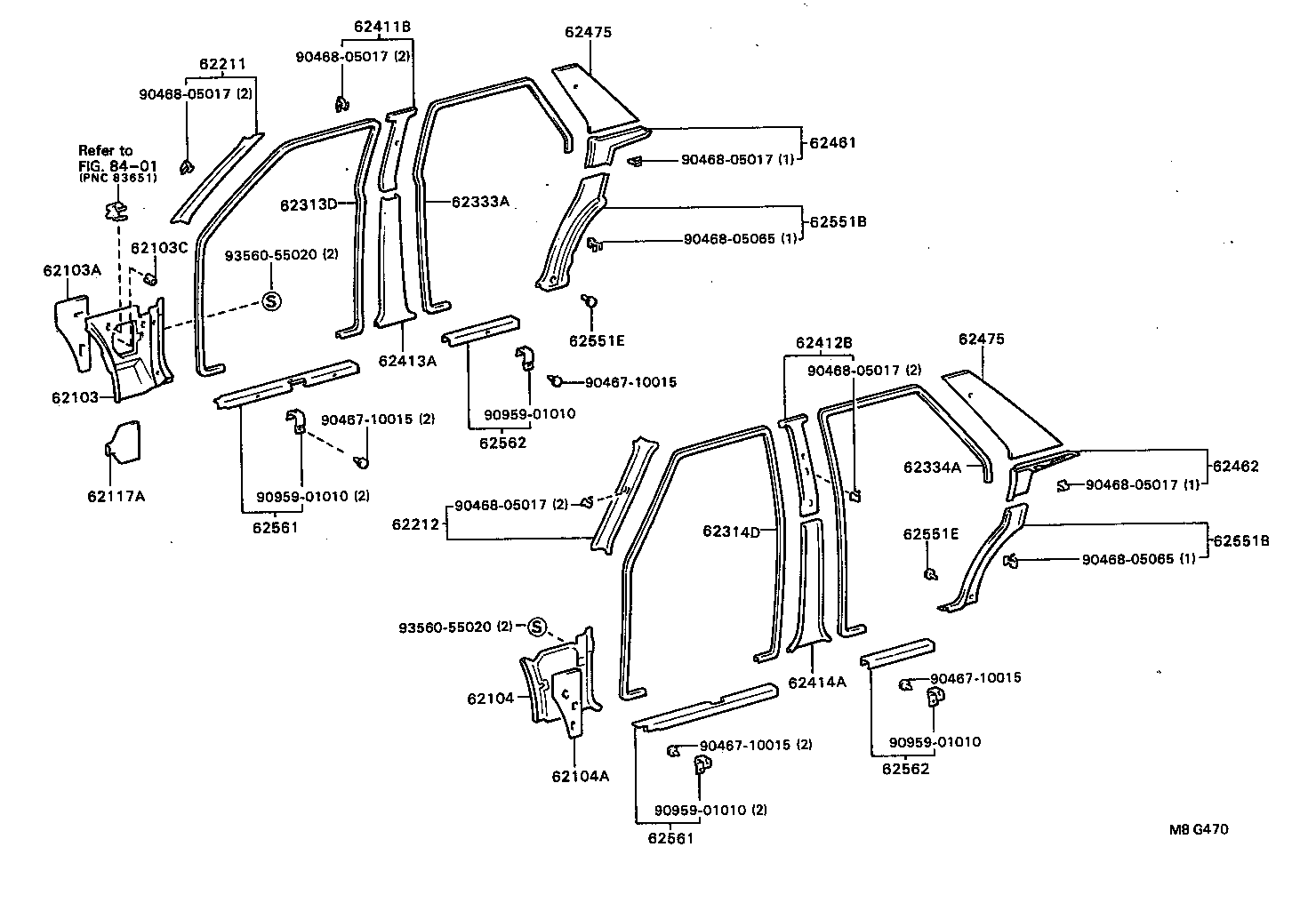 62475-20180 PAD, ROOF SIDE INNER GARNISH product image