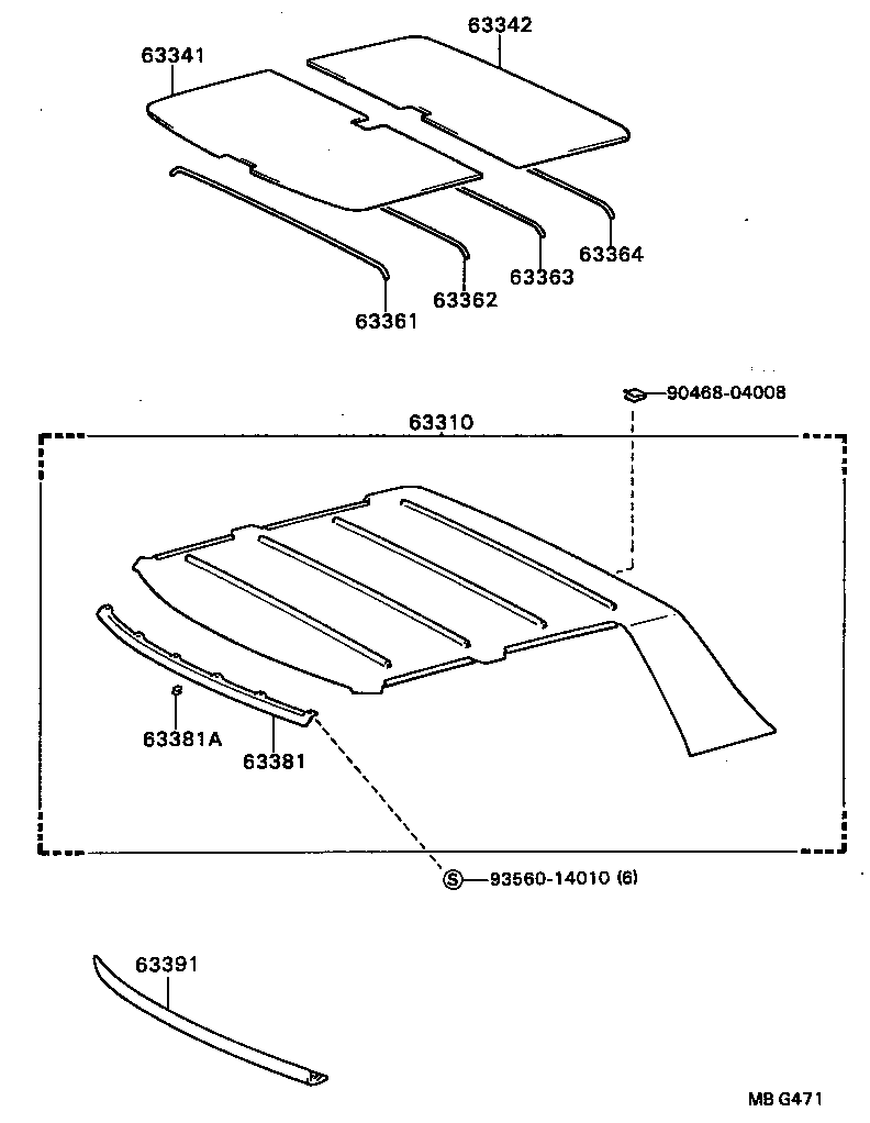 63362-20090 SUPPORT, ROOF HEADLINING, NO.4 product image