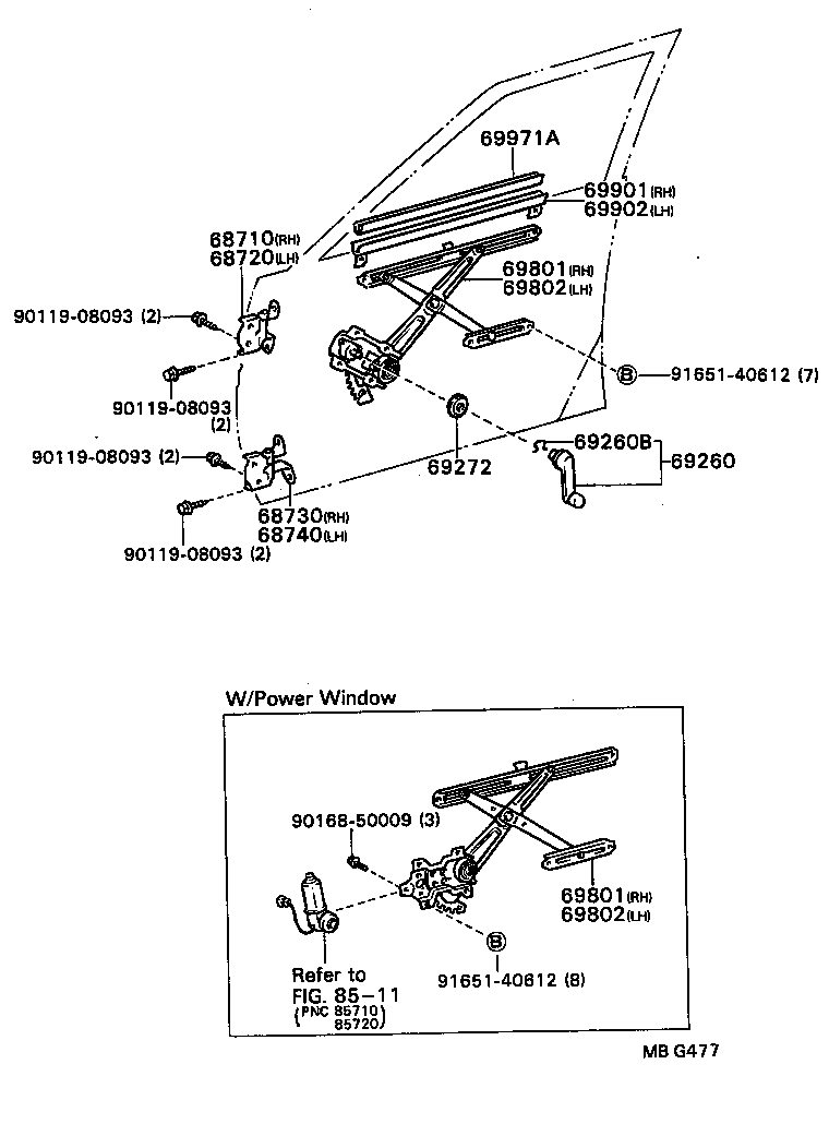 69901-20100 CHANNEL SUB-ASSY, FRONT DOOR GLASS, RH product image