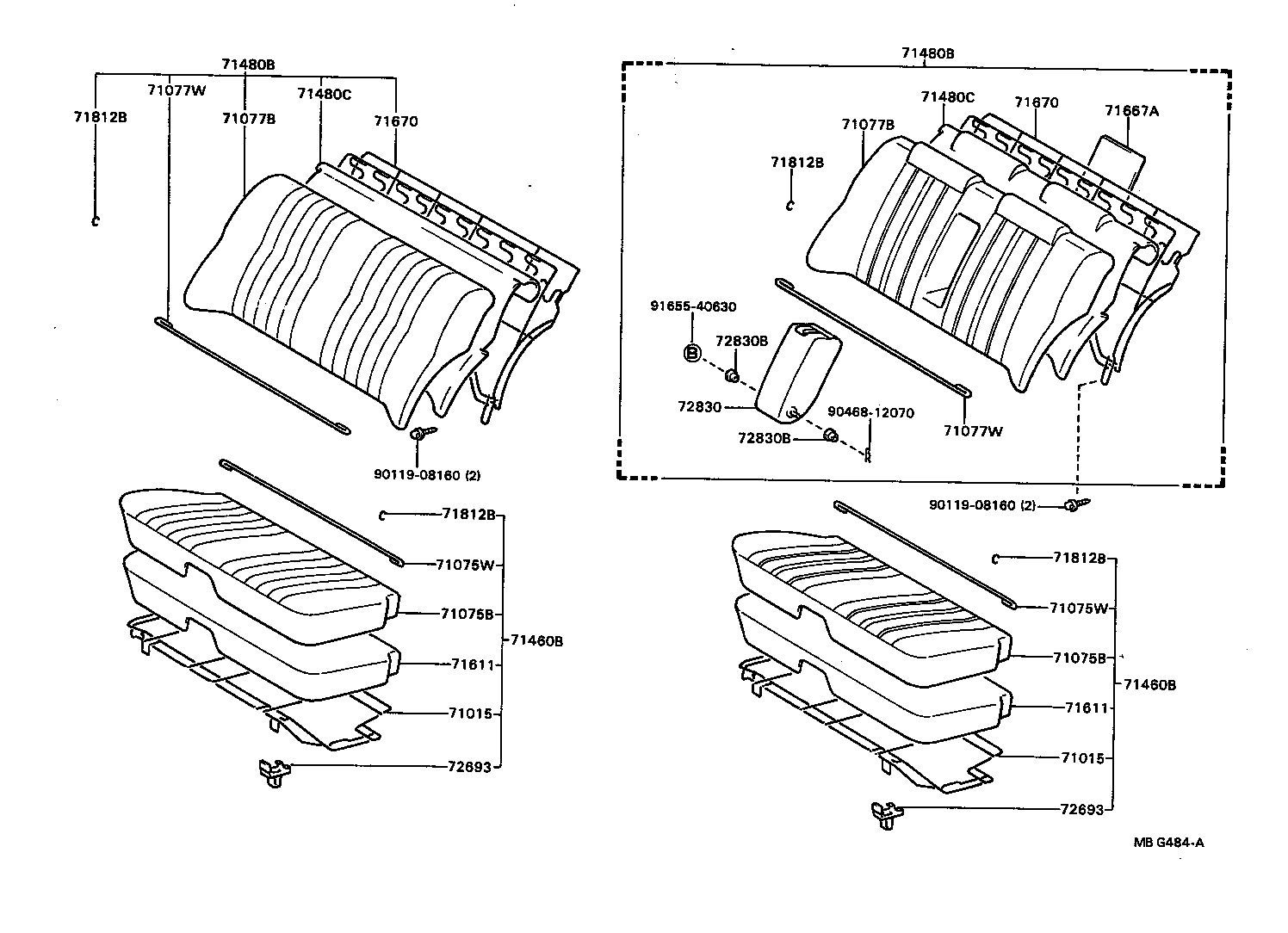 71015-20150 FRAME SUB-ASSY, REAR SEAT CUSHION product image