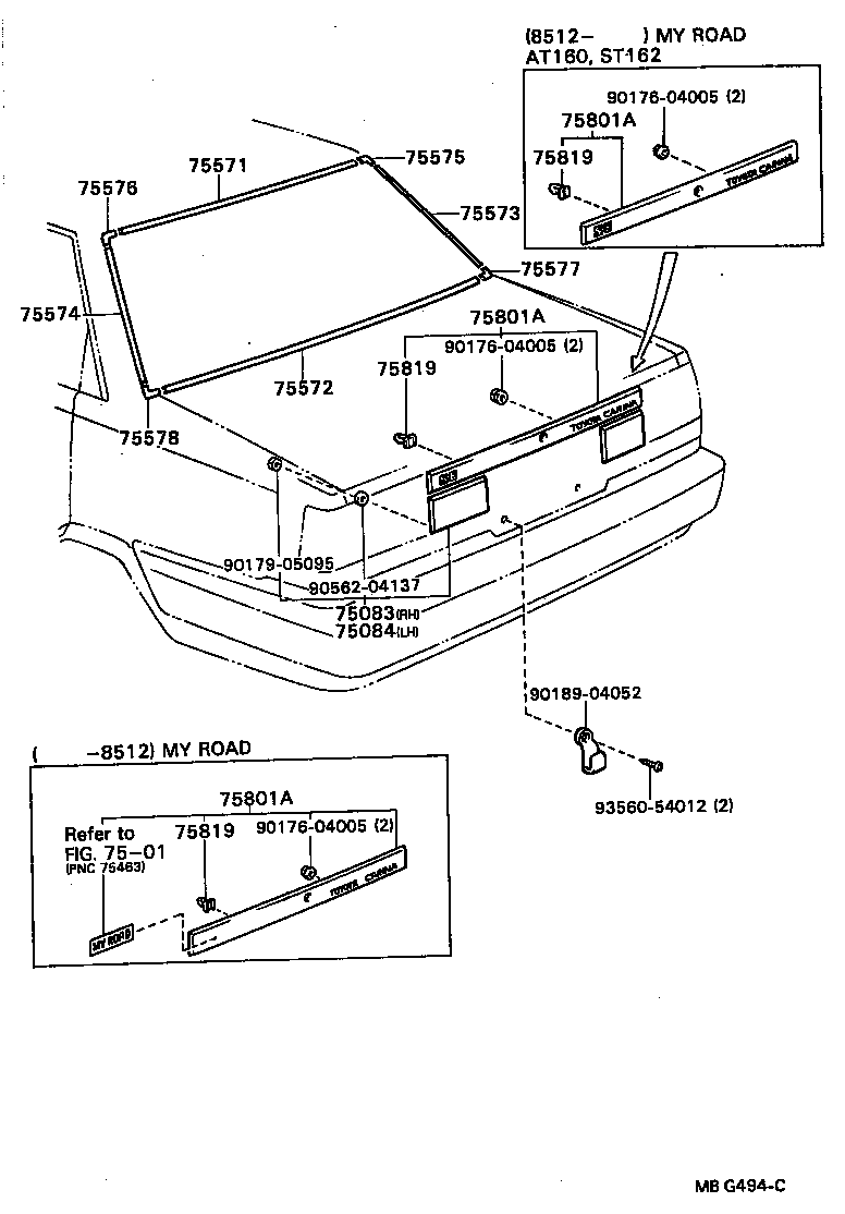 75571-20190 MOULDING, BACK WINDOW, OUTSIDE UPPER product image
