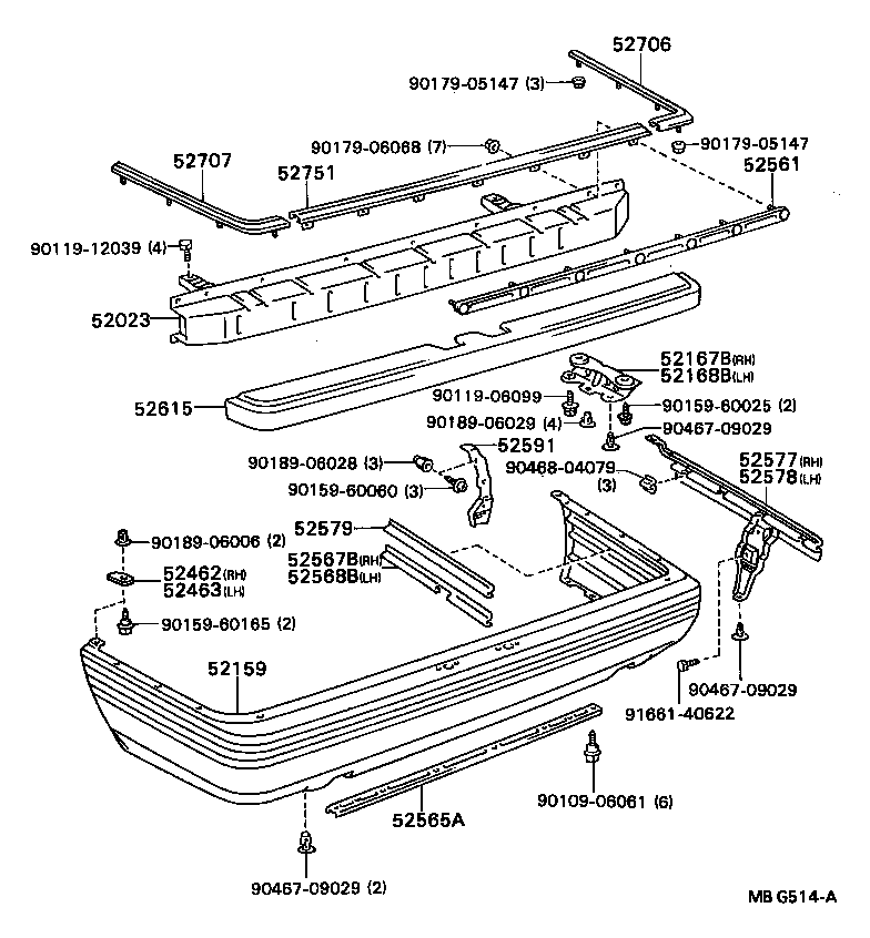 52153-32901 EXTENSION, REAR BUMPER, LH product image