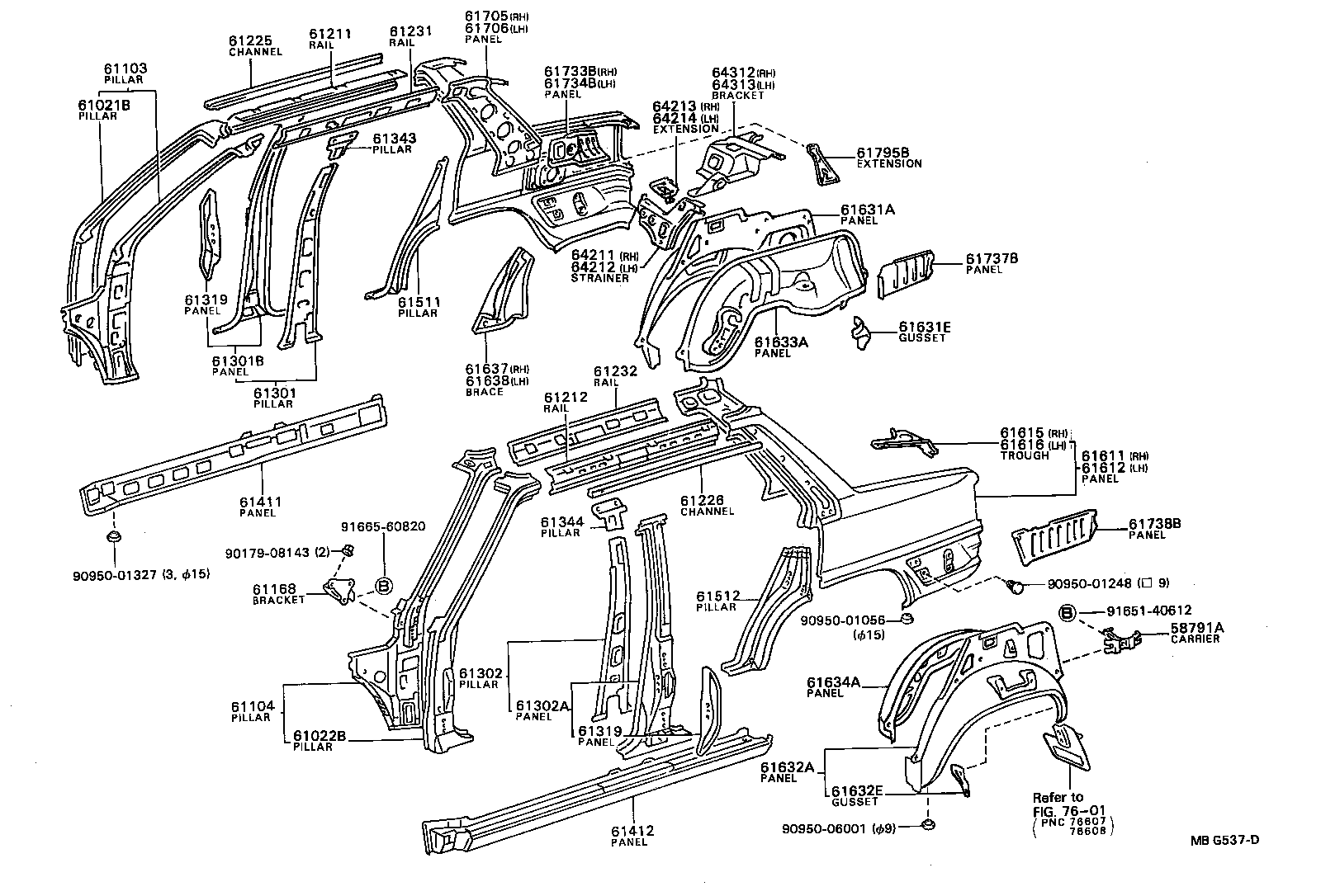 61605-16210 PANEL, QUARTER WHEEL HOUSE, OUTER RH product image