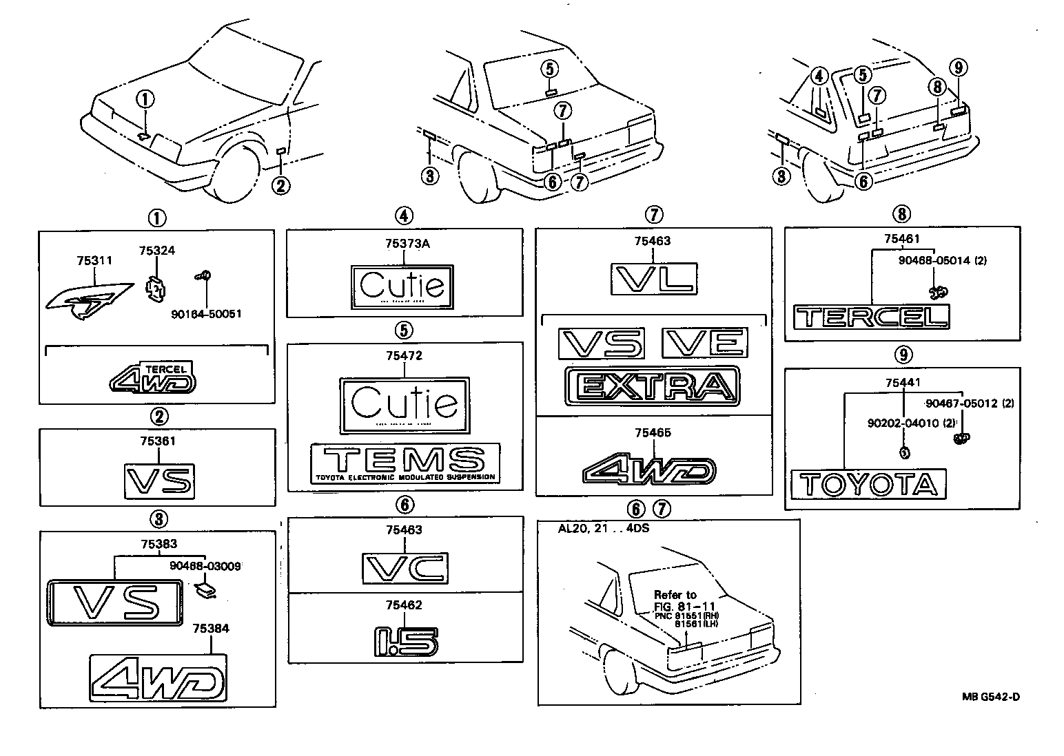 75442-16100 PLATE, REAR NAME, NO.4 (GRADE MARK) product image