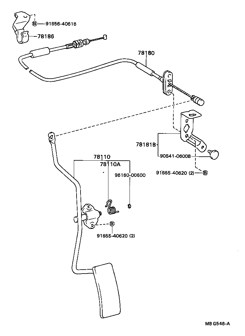 78029-16010 SUPPORT, ACCELERATOR CONTROL CABLE, NO.1 product image
