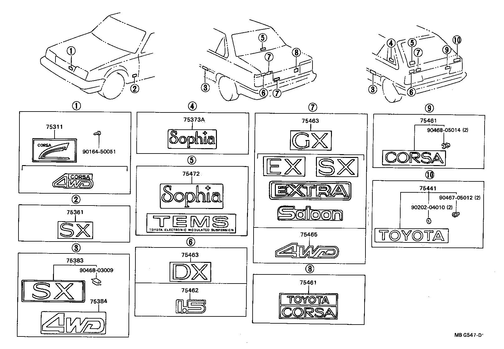 75442-16100 PLATE, REAR NAME, NO.4 (GRADE MARK) product image
