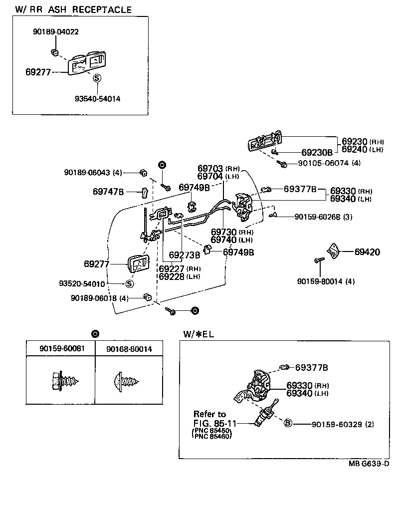 69340-22181 LOCK ASSY, REAR DOOR, LH product image