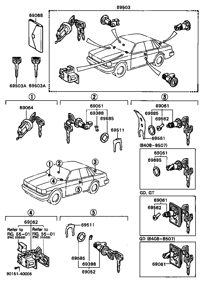 69005-22250 CYLINDER SET, LOCK product image