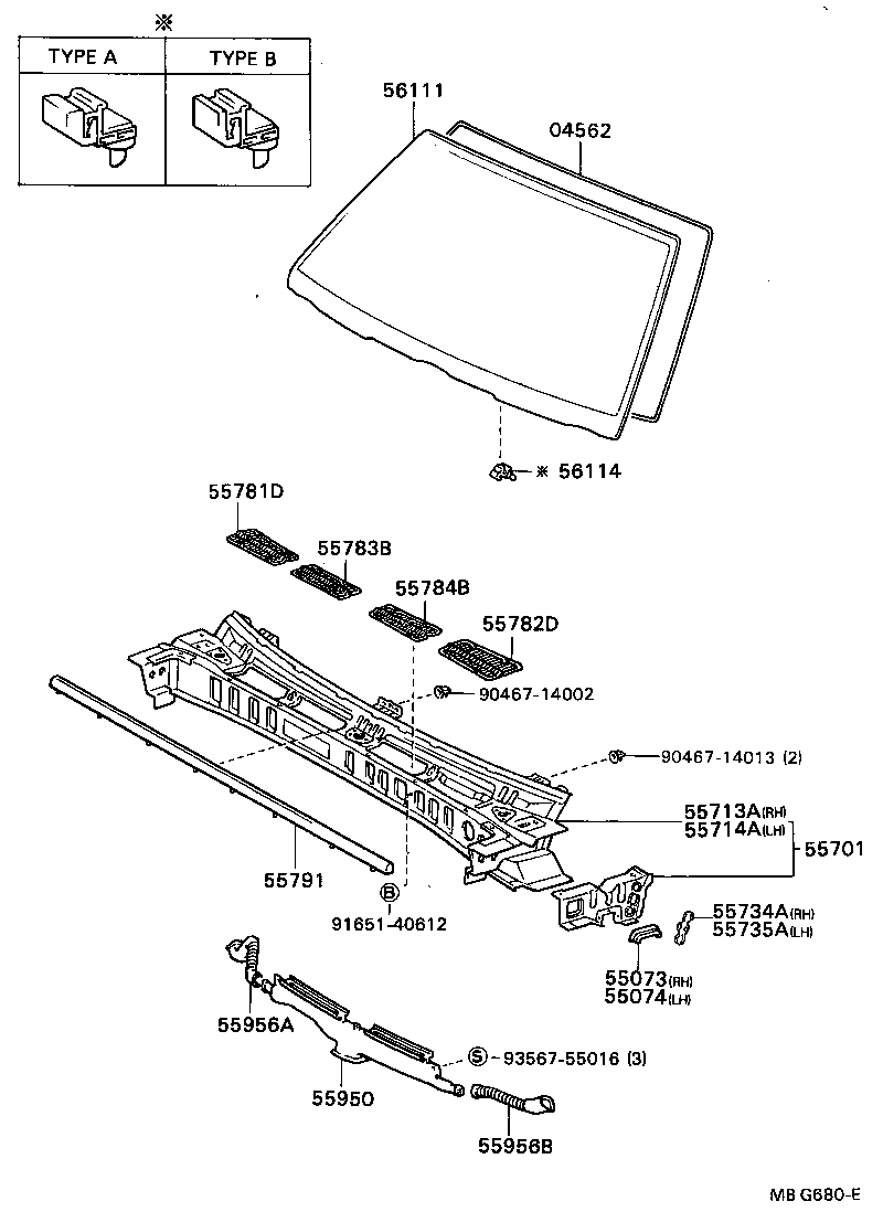 55950-22070 NOZZLE ASSY, DEFROSTER product image