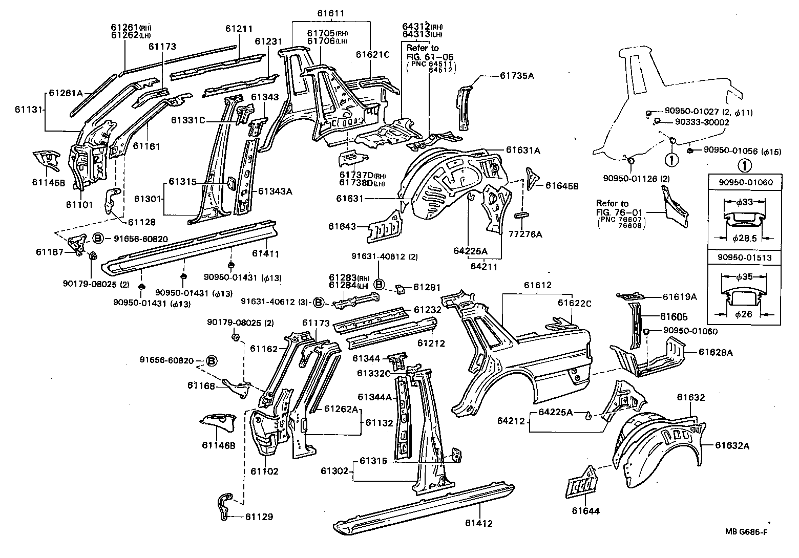 61815-22020 COVER, ROOF SIDE, INNER UPPER RH product image