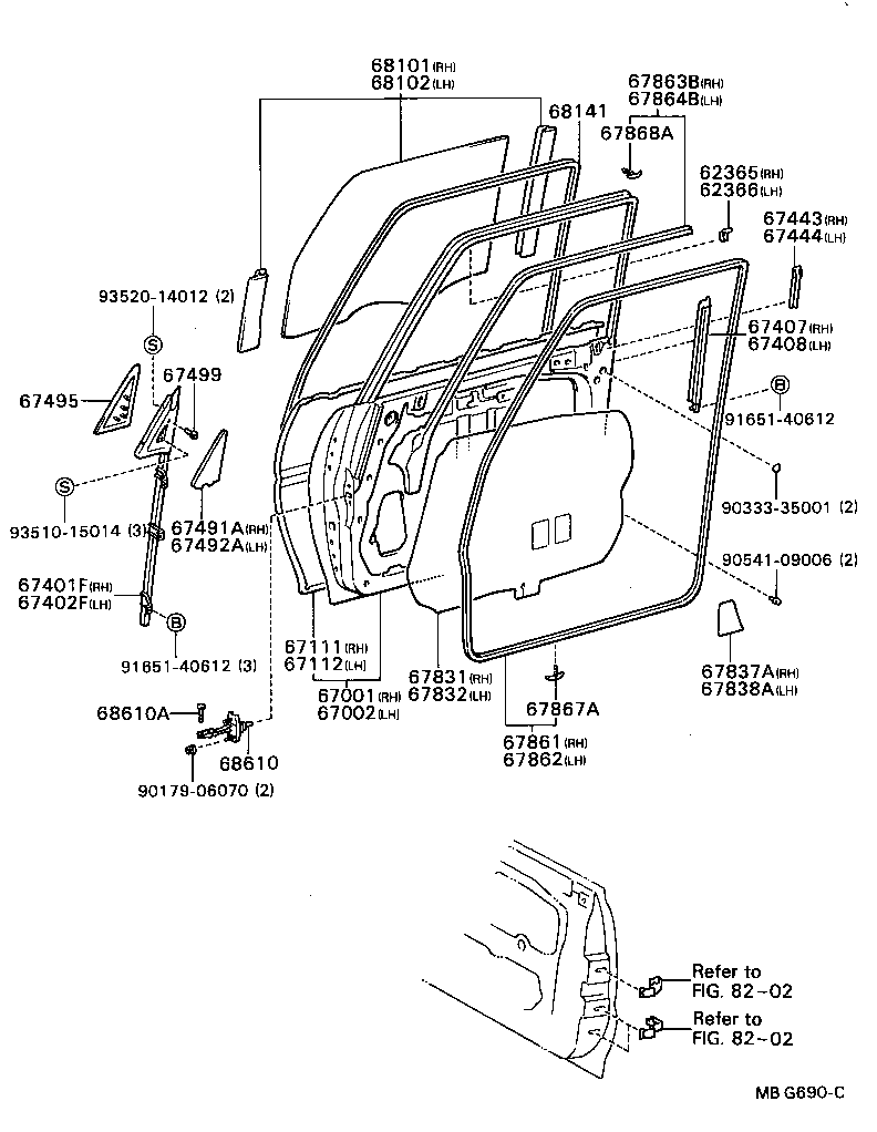 67404-22040 FRAME SUB-ASSY, FRONT DOOR, REAR LOWER LH product image